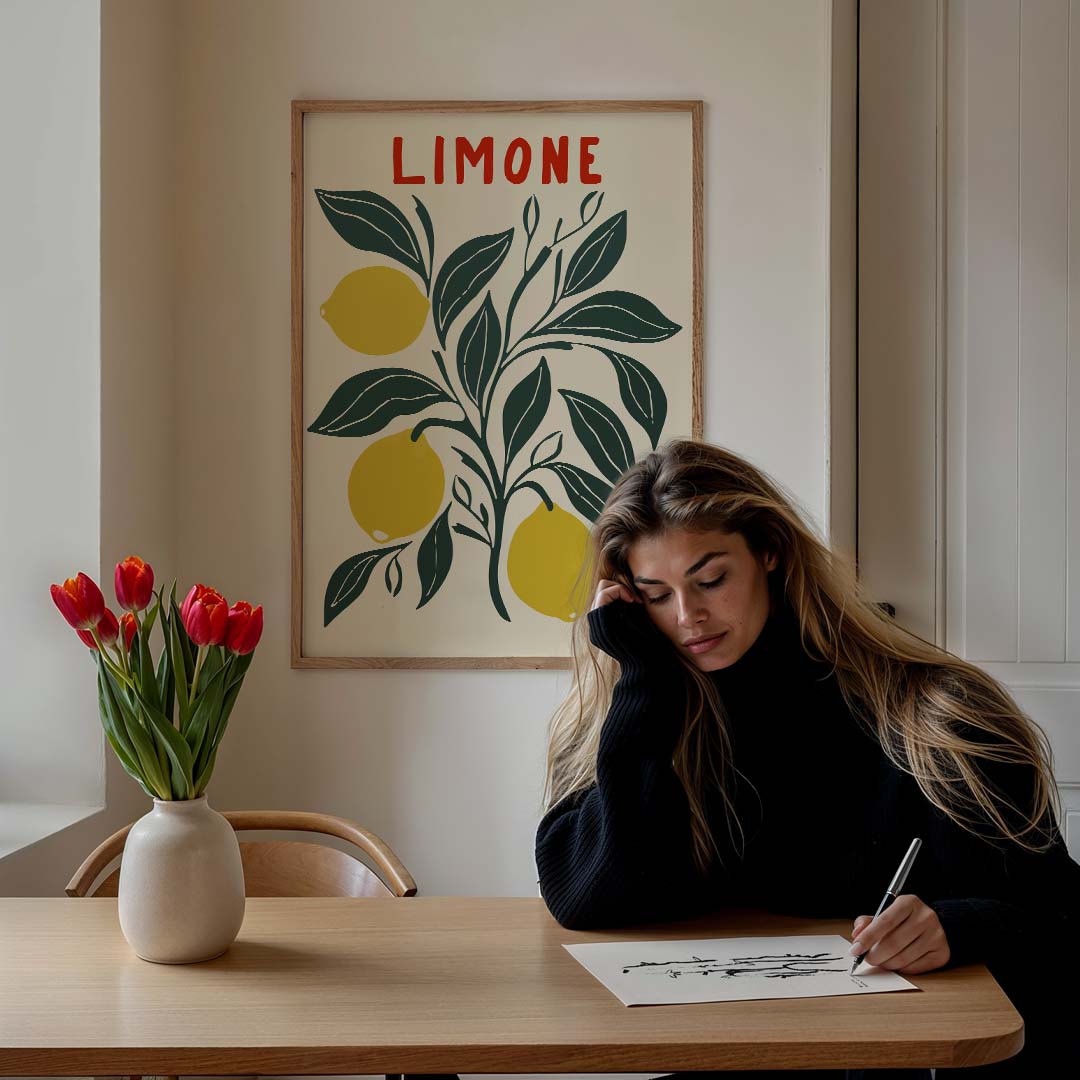 Zonnige Citroen Illustratie Poster-WallArtistic