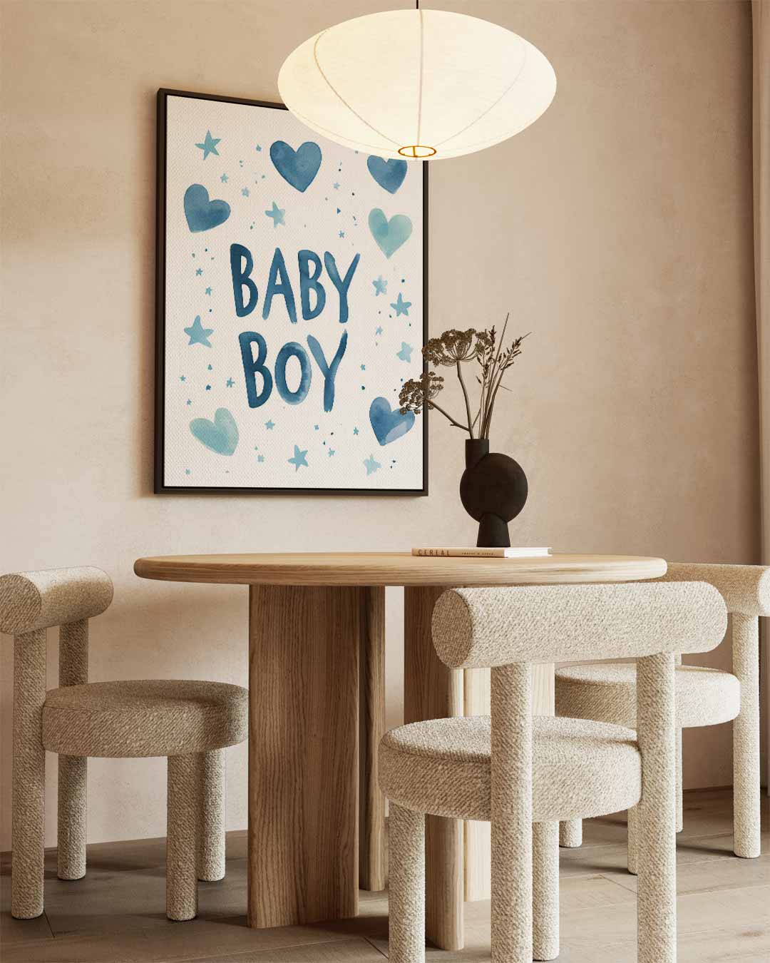Baby Boy Waterverf Poster Kunstwerk-canvas-dibond-plexiglas-wanddecoratie-WallArtistic
