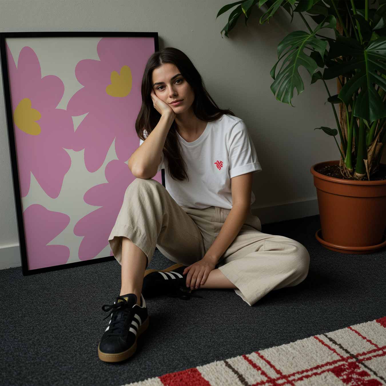 Roze Bloemen Abstract Poster-WallArtistic