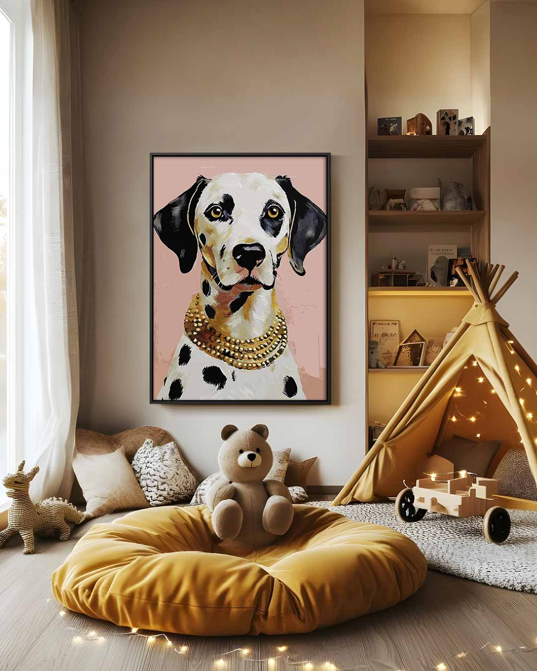 Stijlvolle Dalmatier Portret Kunstwerk-canvas-dibond-plexiglas-wanddecoratie-WallArtistic