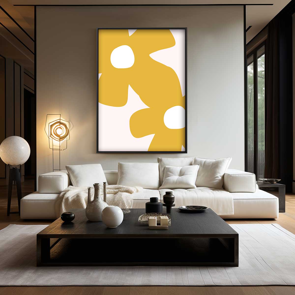 Bloemen in het Zonnegeel Kunstwerk-canvas-dibond-plexiglas-wanddecoratie-WallArtistic