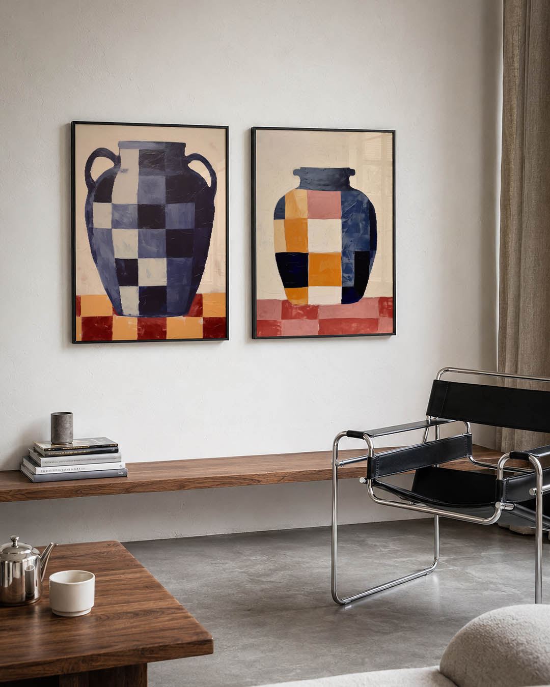 Vaas en ruitpatroon Posterset