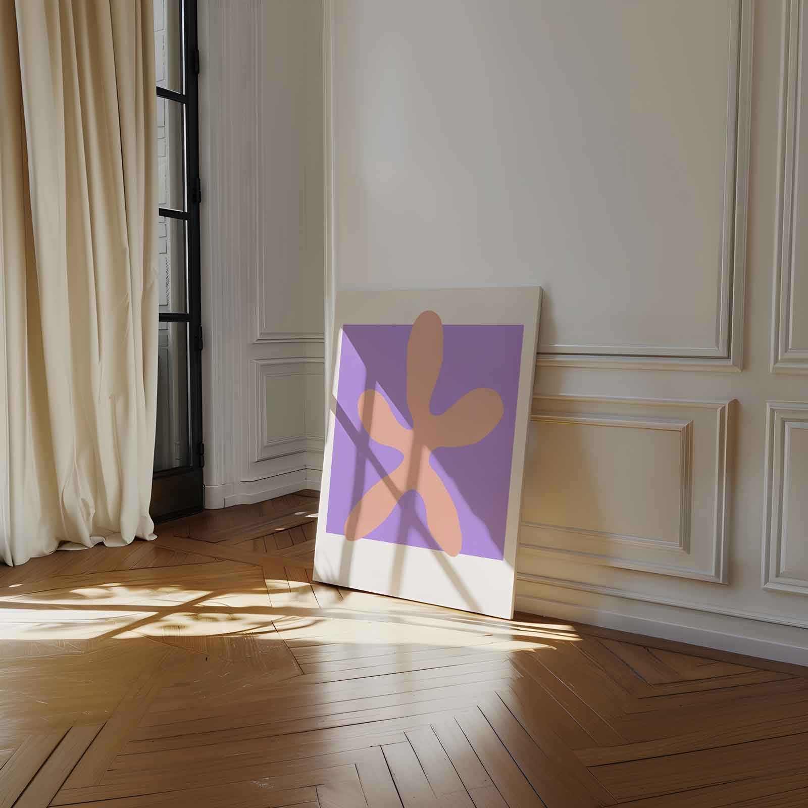 Zachte Vorm op Paarse Achtergrond Kunstwerk-canvas-dibond-plexiglas-wanddecoratie-WallArtistic