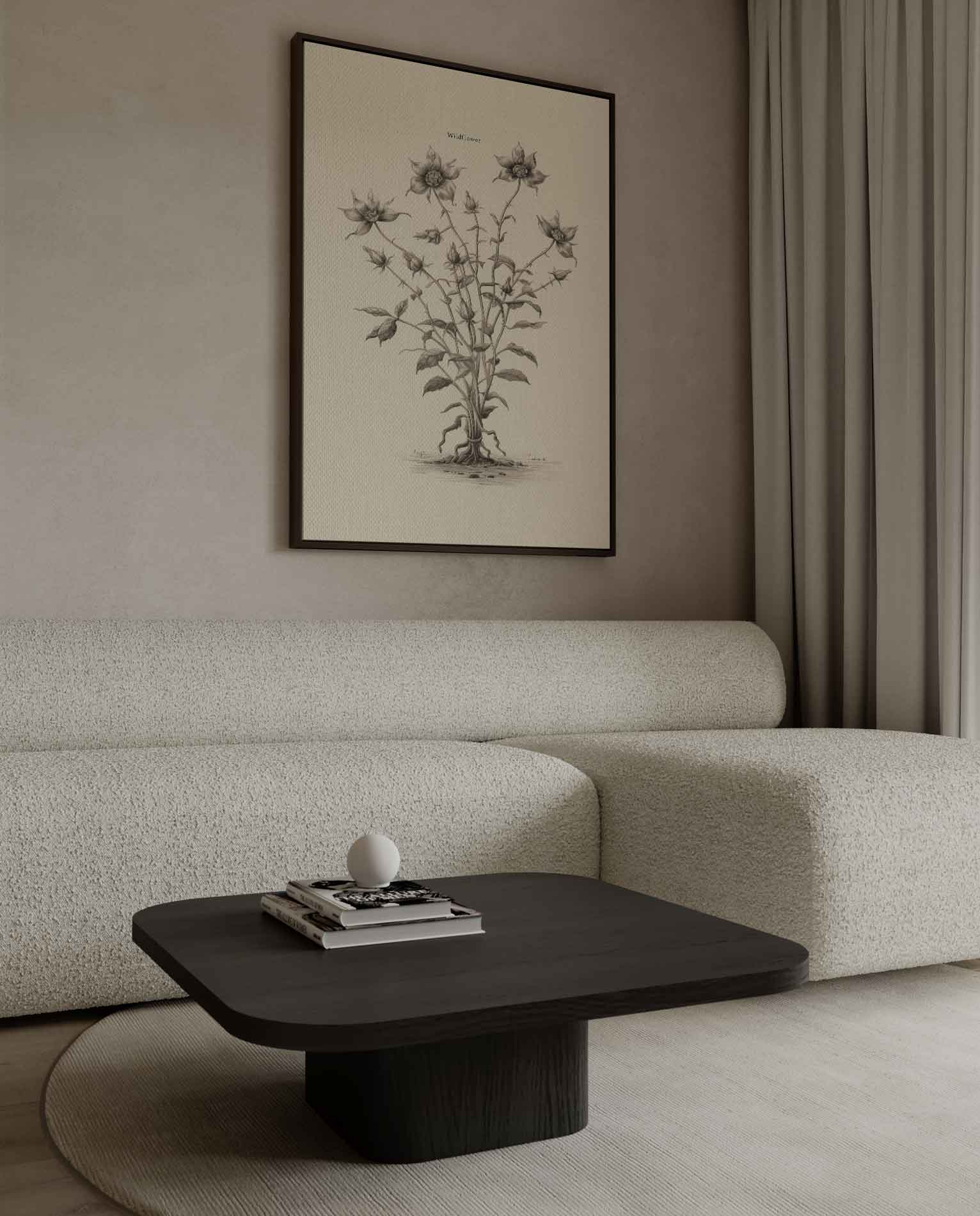 Sierlijke Wilde Bloem Illustratie Kunstwerk-canvas-dibond-plexiglas-wanddecoratie-WallArtistic