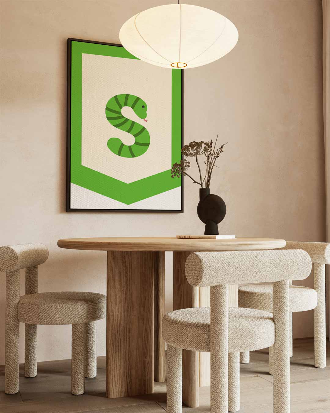 Groene Slangenkunst Kunstwerk-canvas-dibond-plexiglas-wanddecoratie-WallArtistic