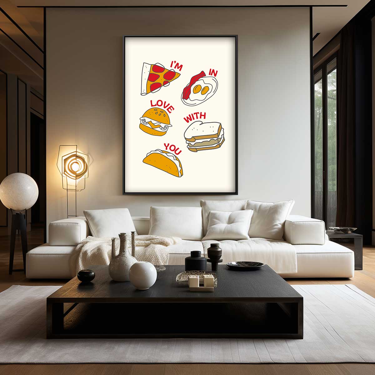 Liefde voor Eten Illustratie Kunstwerk-canvas-dibond-plexiglas-wanddecoratie-WallArtistic