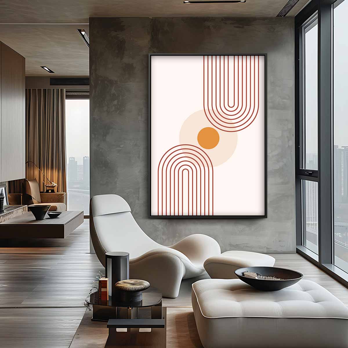 Retro Cirkelpatroon Wanddecoratie Kunstwerk-canvas-dibond-plexiglas-wanddecoratie-WallArtistic
