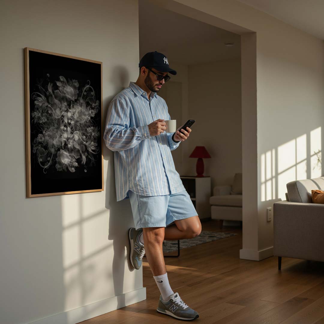 Mystieke Bloemenpracht in Zwart-Wit Poster-WallArtistic