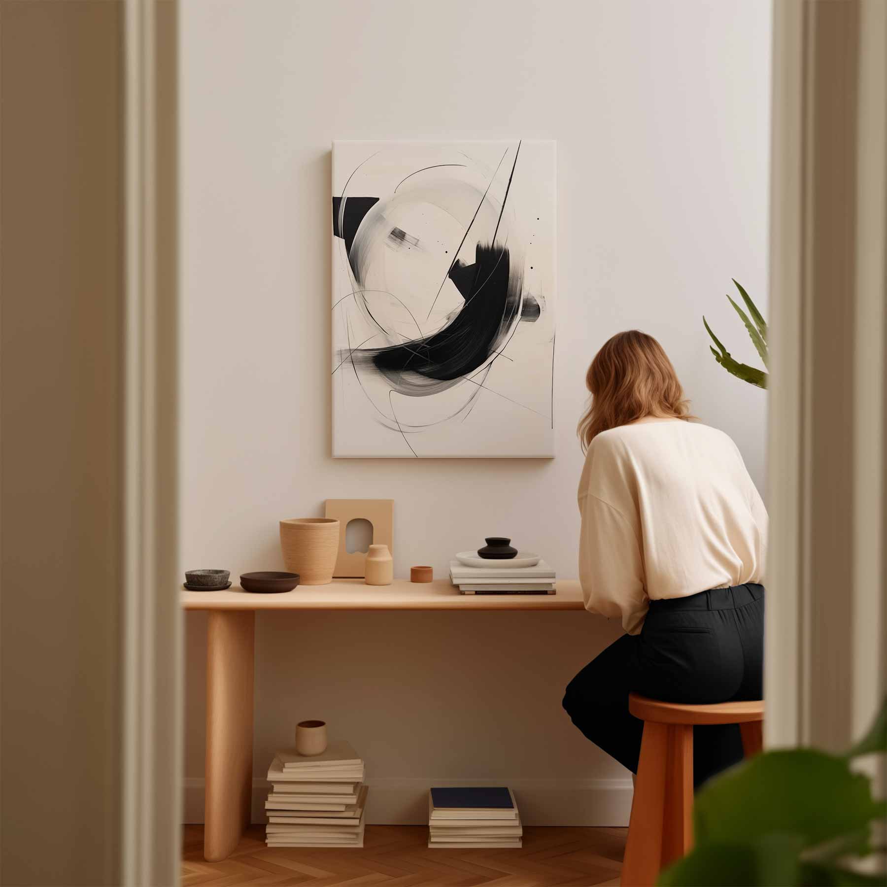 Dans van Zwart en Wit Kunstwerk-canvas-dibond-plexiglas-wanddecoratie-WallArtistic