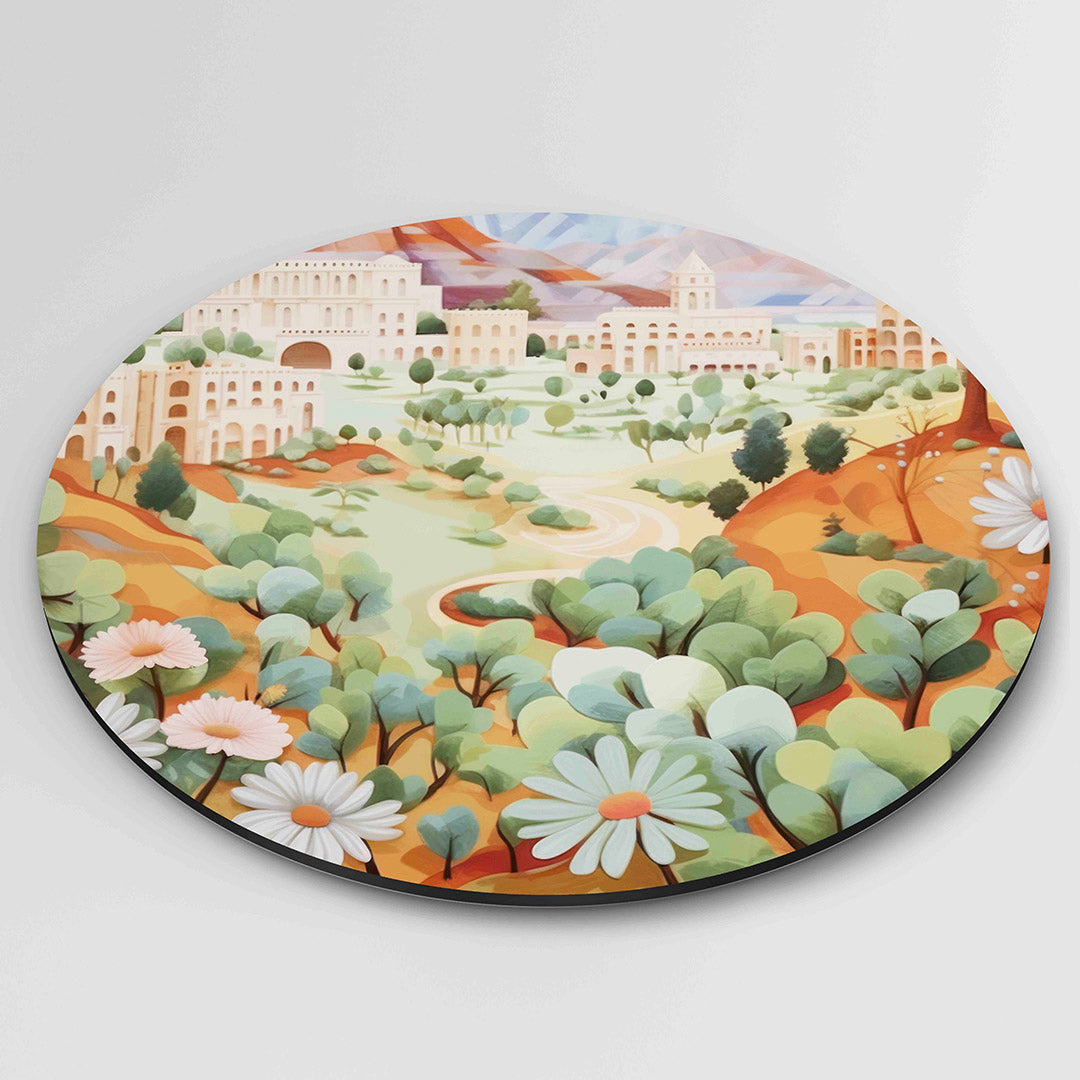 Landschap met bloemen Muurcirkel