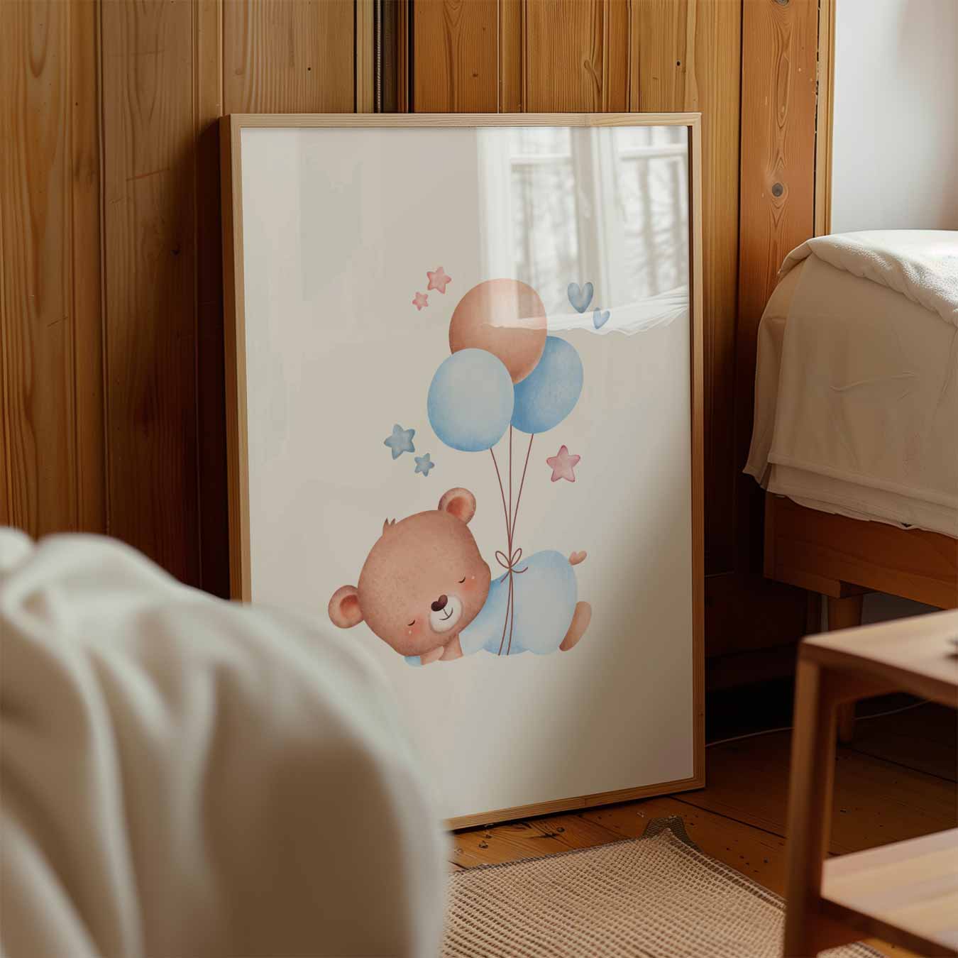 Schattige Slapende Beer met Ballonnen Poster-WallArtistic
