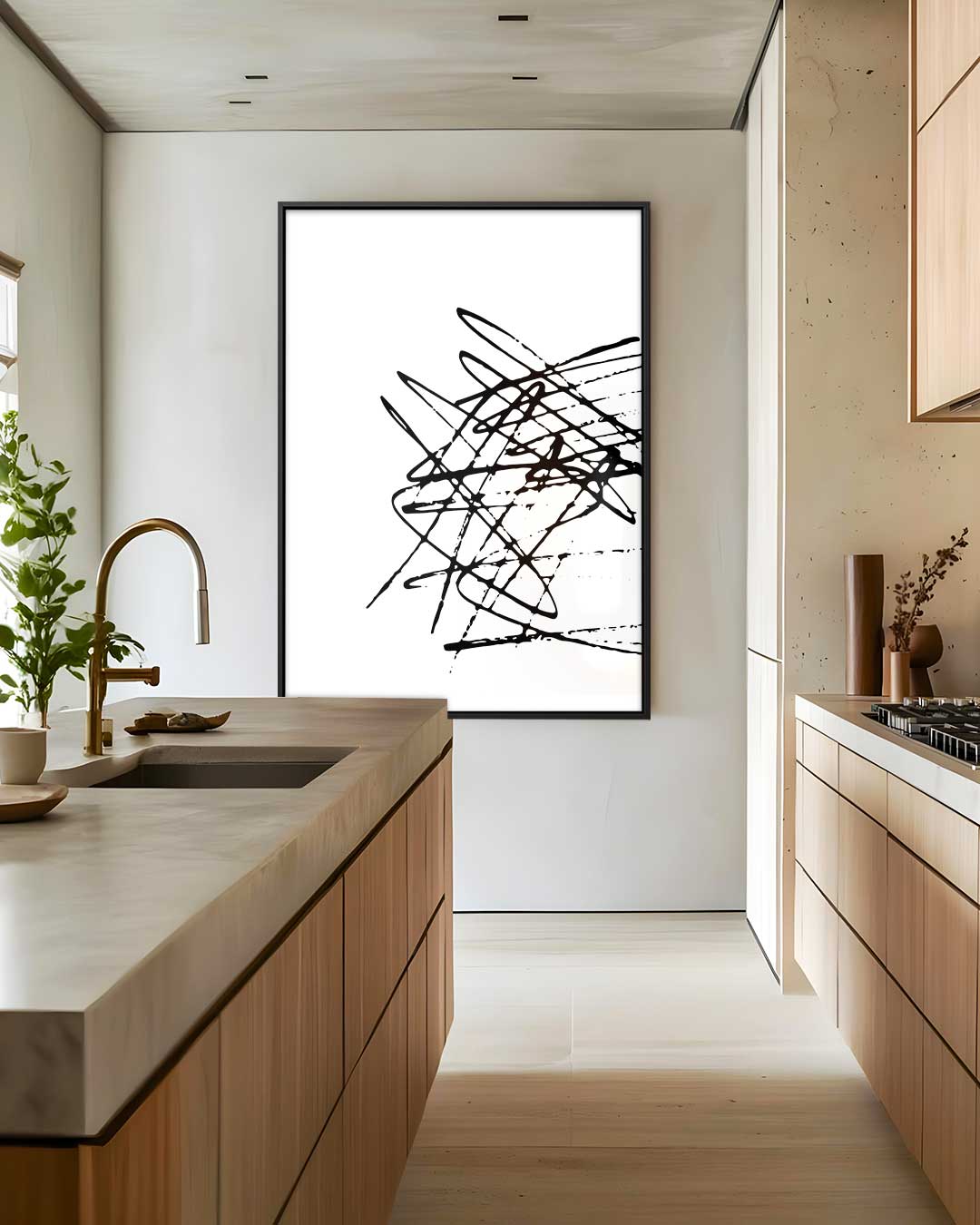 Chaotische Zwart-Witte Compositie Kunstwerk-canvas-dibond-plexiglas-wanddecoratie-WallArtistic