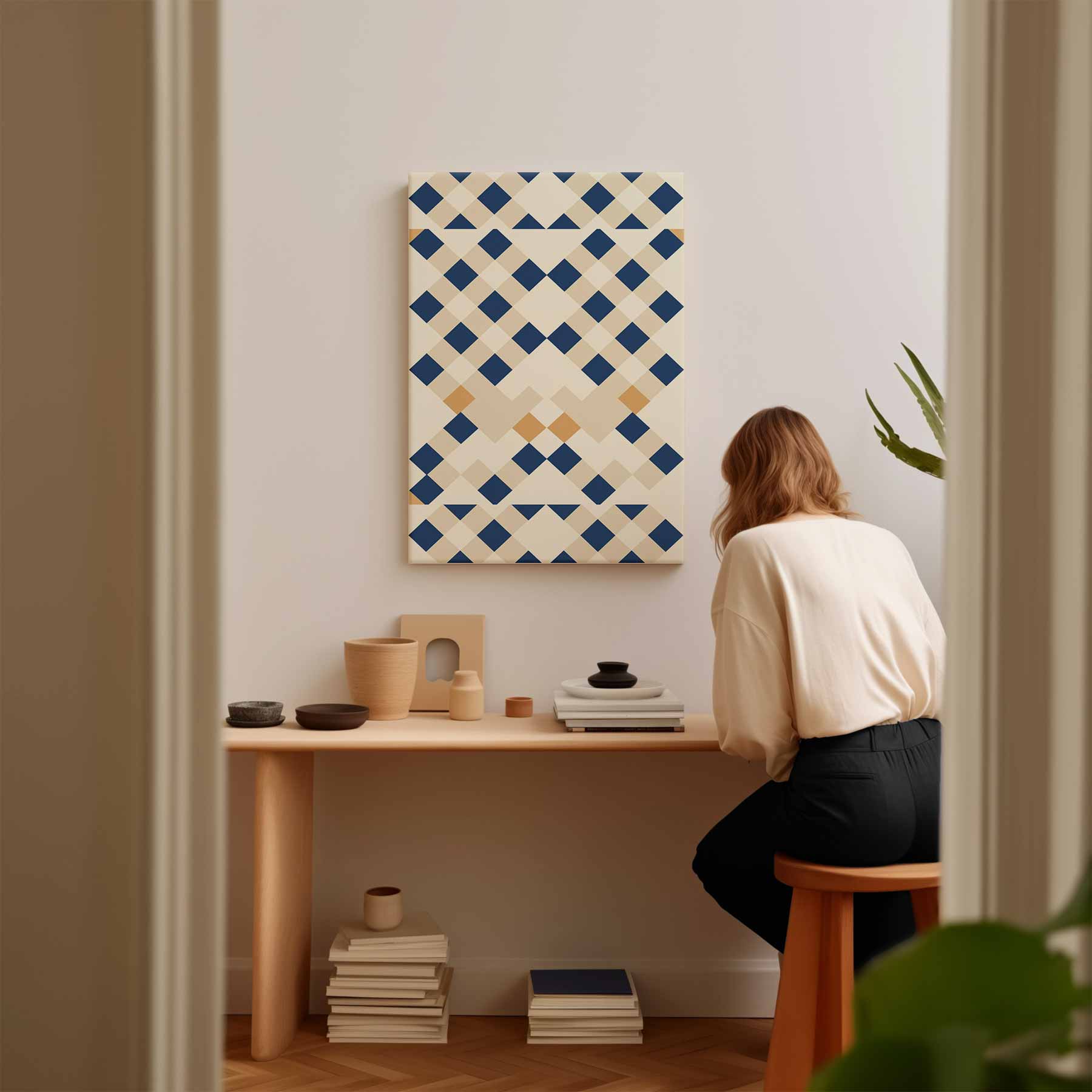 Geometrische Patronen Mozaïek Kunstwerk-canvas-dibond-plexiglas-wanddecoratie-WallArtistic