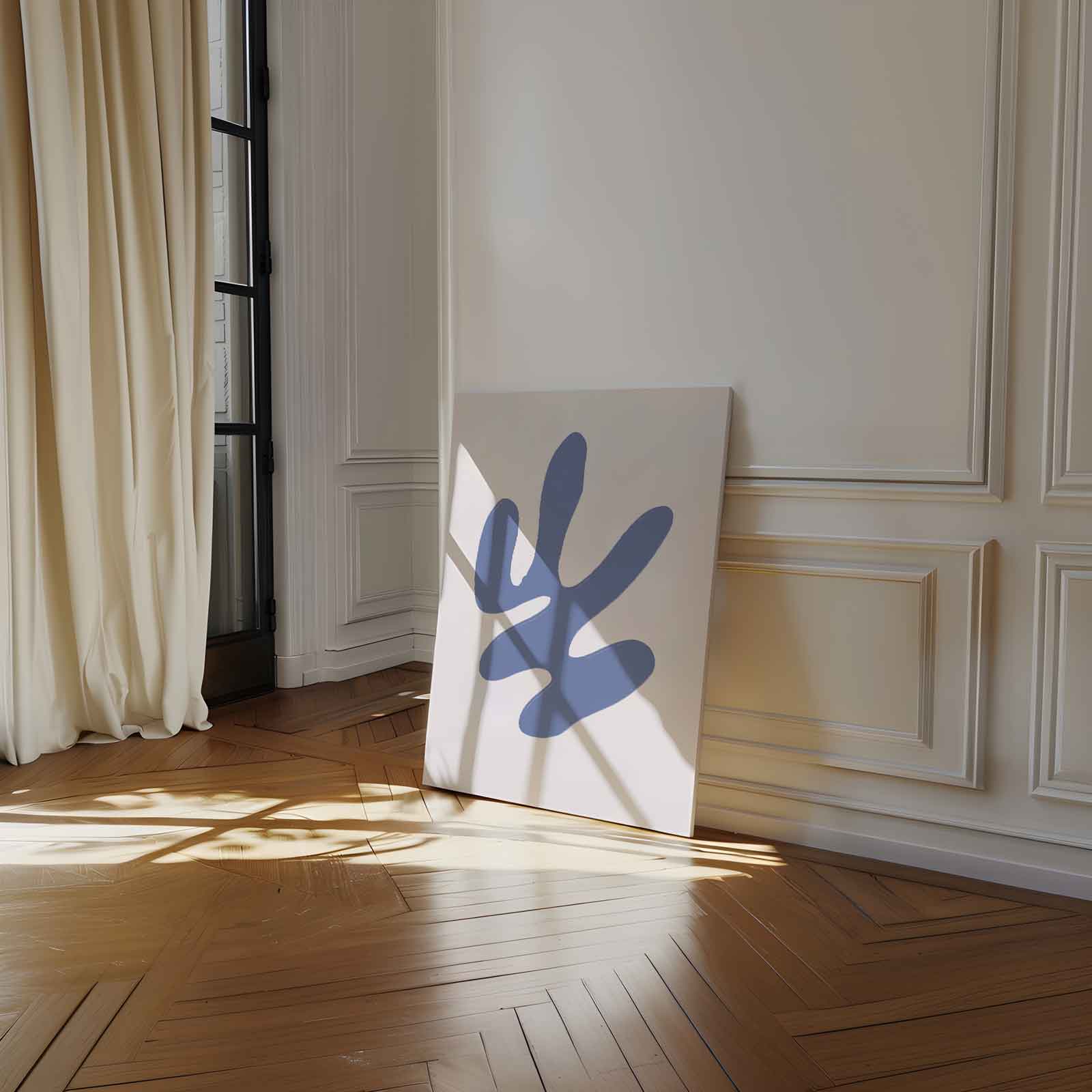 Blauwe Vloeiende Vorm Kunstwerk-canvas-dibond-plexiglas-wanddecoratie-WallArtistic