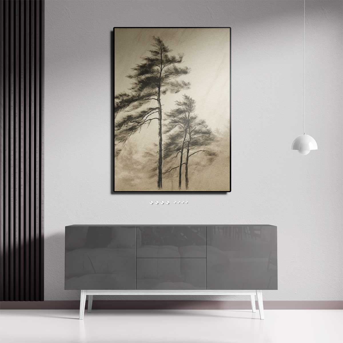 Sereen Boslandschap in Potlood Kunstwerk-canvas-dibond-plexiglas-wanddecoratie-WallArtistic