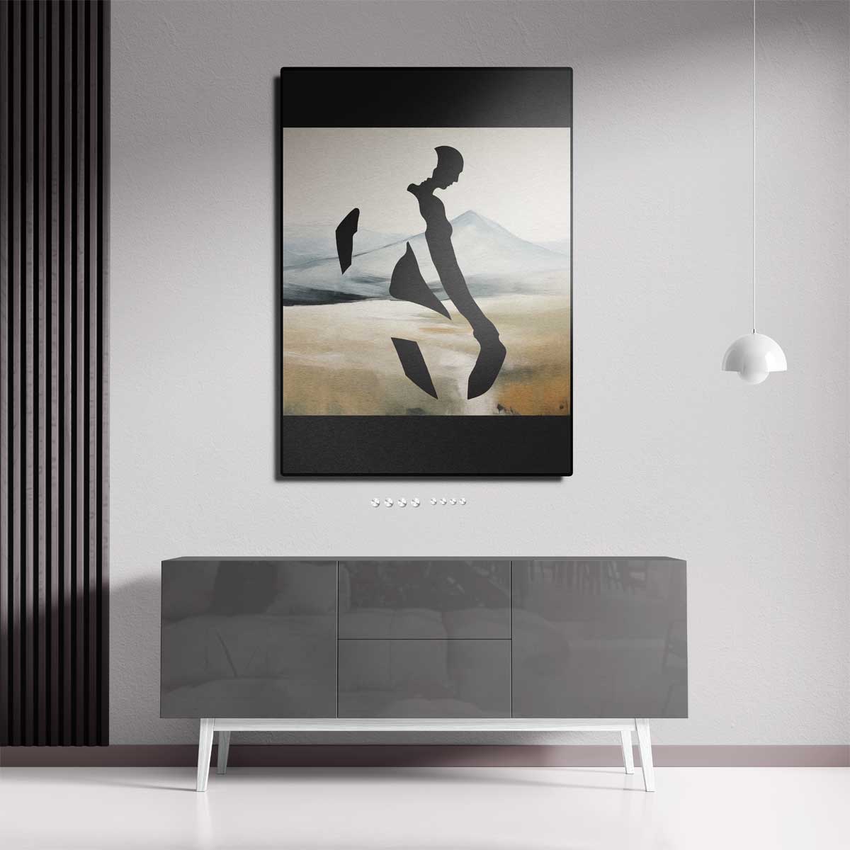 Silhouet in de Bergen Kunstwerk-canvas-dibond-plexiglas-wanddecoratie-WallArtistic