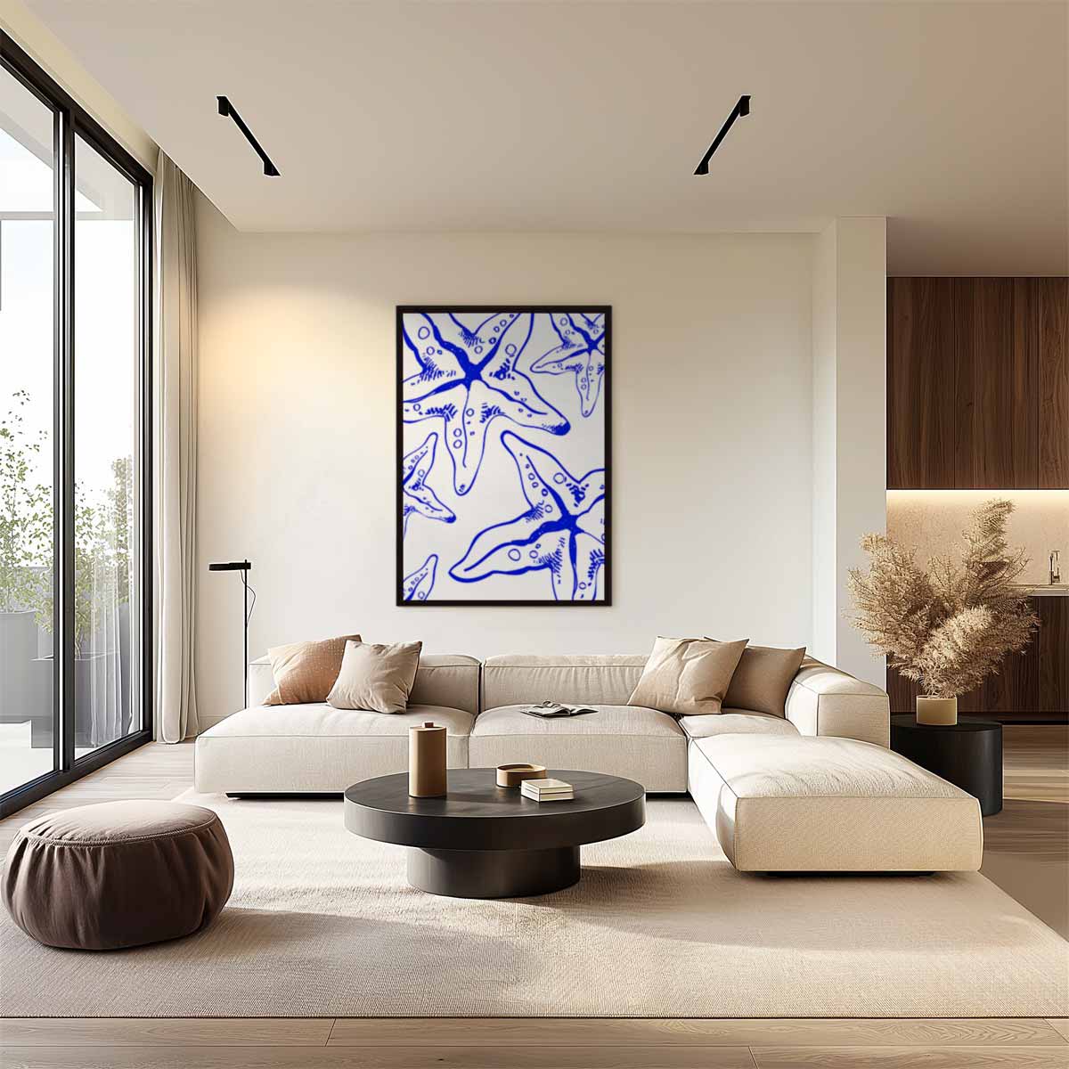 Speelse Zee Ster Illustratie Kunstwerk-canvas-dibond-plexiglas-wanddecoratie-WallArtistic