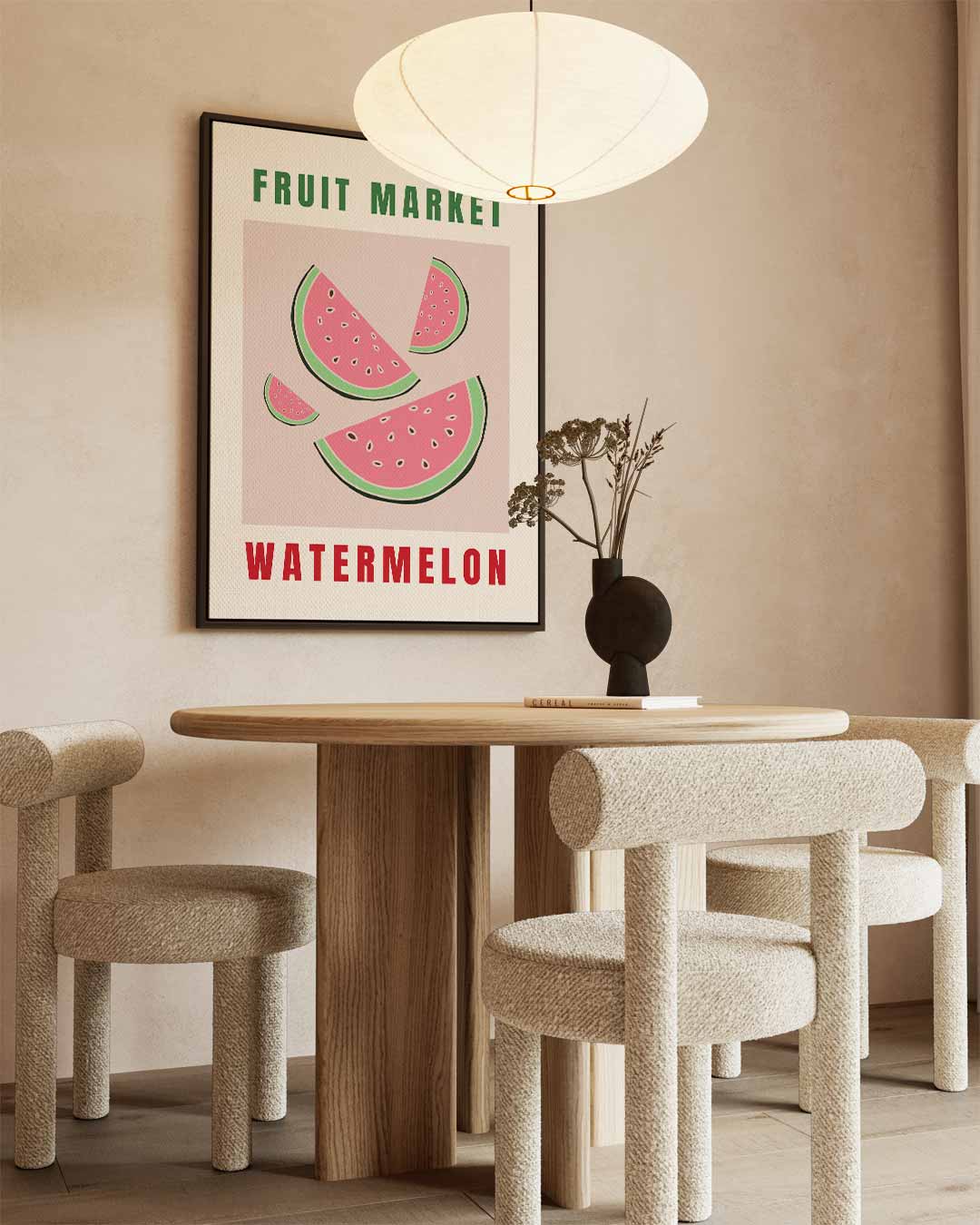 Zomerse Watermeloen Illustratie Kunstwerk-canvas-dibond-plexiglas-wanddecoratie-WallArtistic