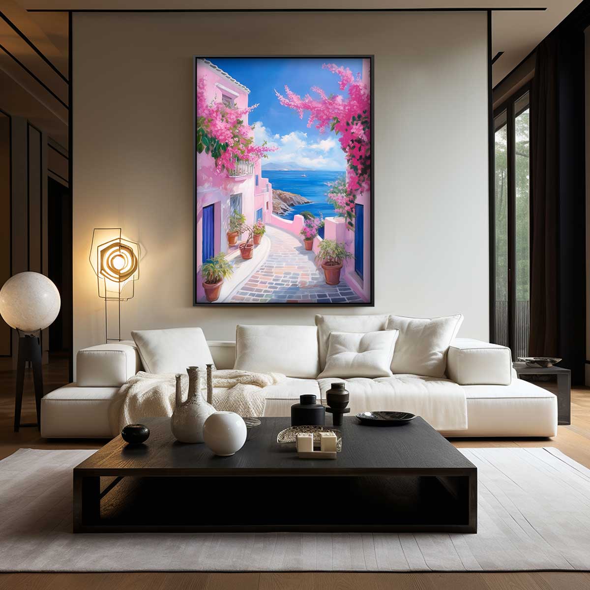 Romantische Middellandse Zee Straat Kunstwerk-canvas-dibond-plexiglas-wanddecoratie-WallArtistic