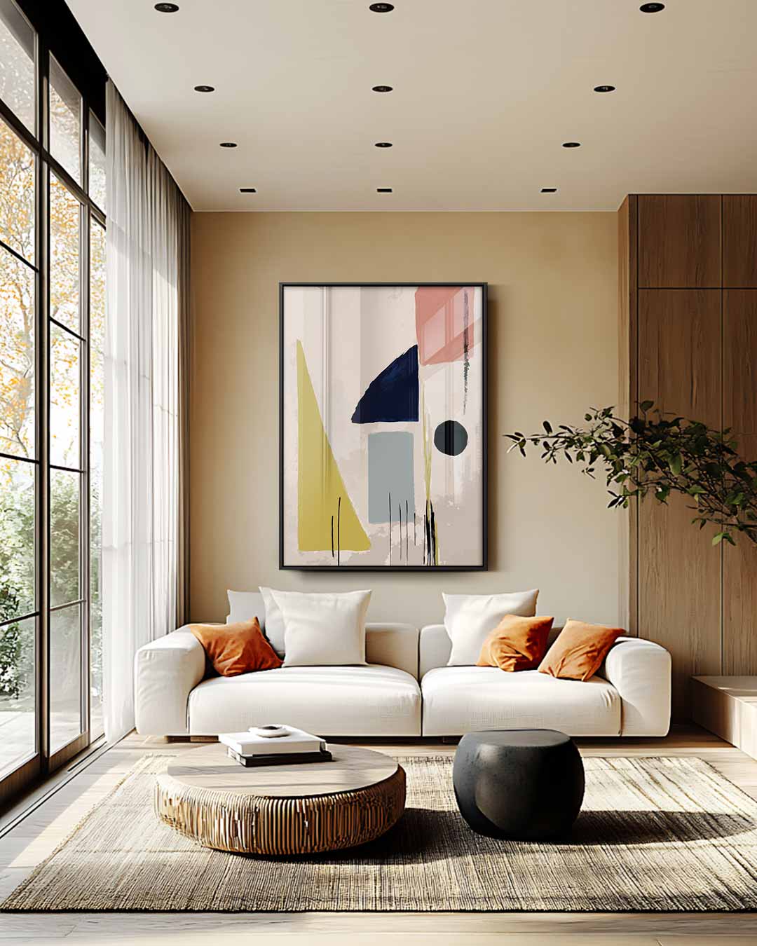 Abstracte Geometrische Vormen Kunstwerk-canvas-dibond-plexiglas-wanddecoratie-WallArtistic
