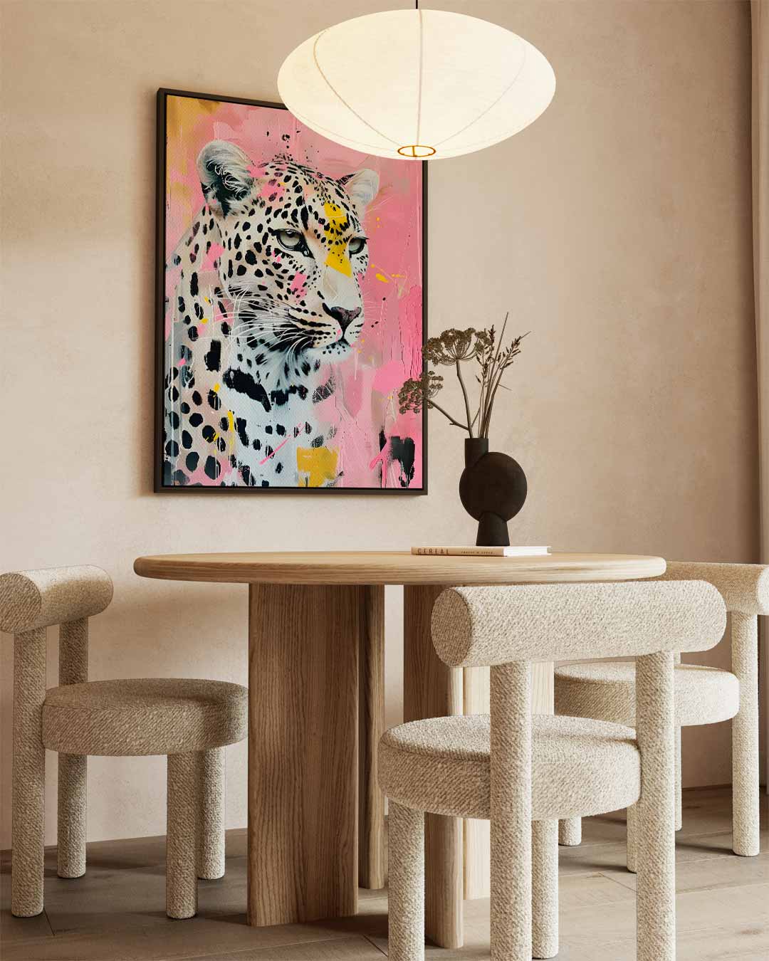 Sierlijke Luipaard Expressie Kunstwerk-canvas-dibond-plexiglas-wanddecoratie-WallArtistic
