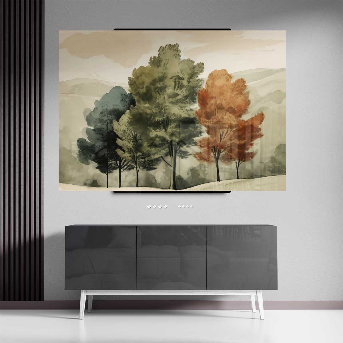 Vier Seizoenen Bomen Schilderij Kunstwerk-canvas-dibond-plexiglas-wanddecoratie-WallArtistic