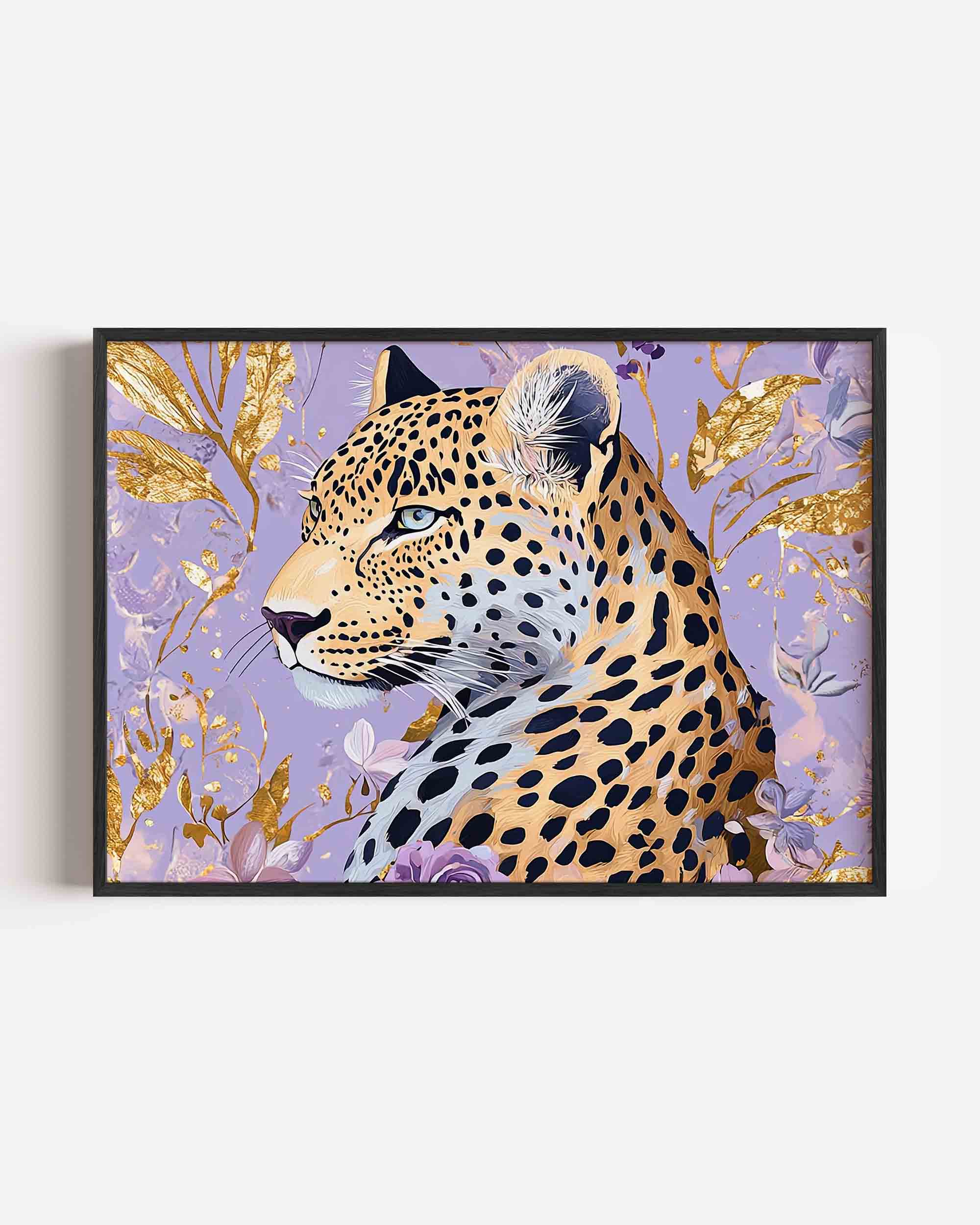 Luipaard met bloemen Poster