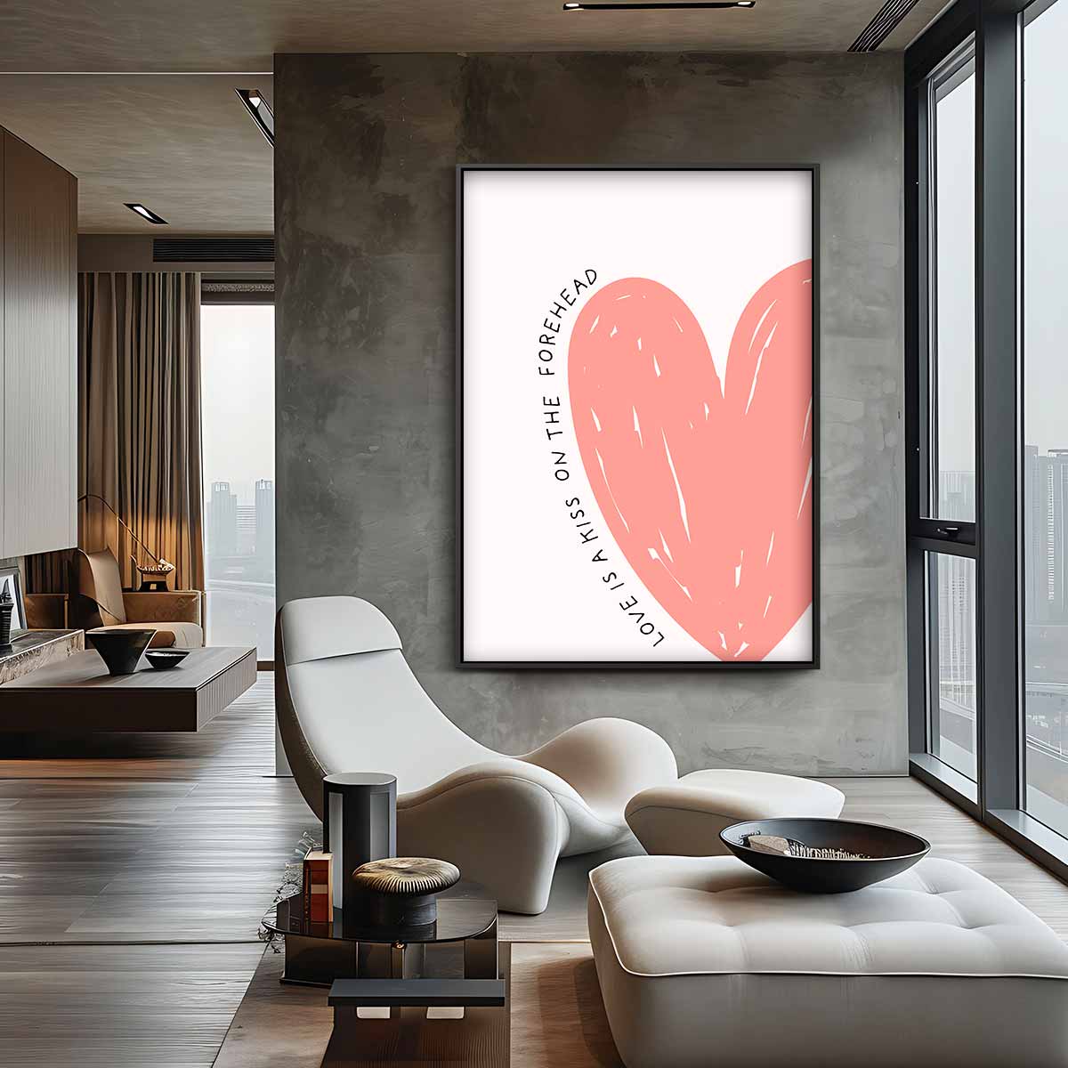 Voorhoofd Kus Liefde Kunst Kunstwerk-canvas-dibond-plexiglas-wanddecoratie-WallArtistic