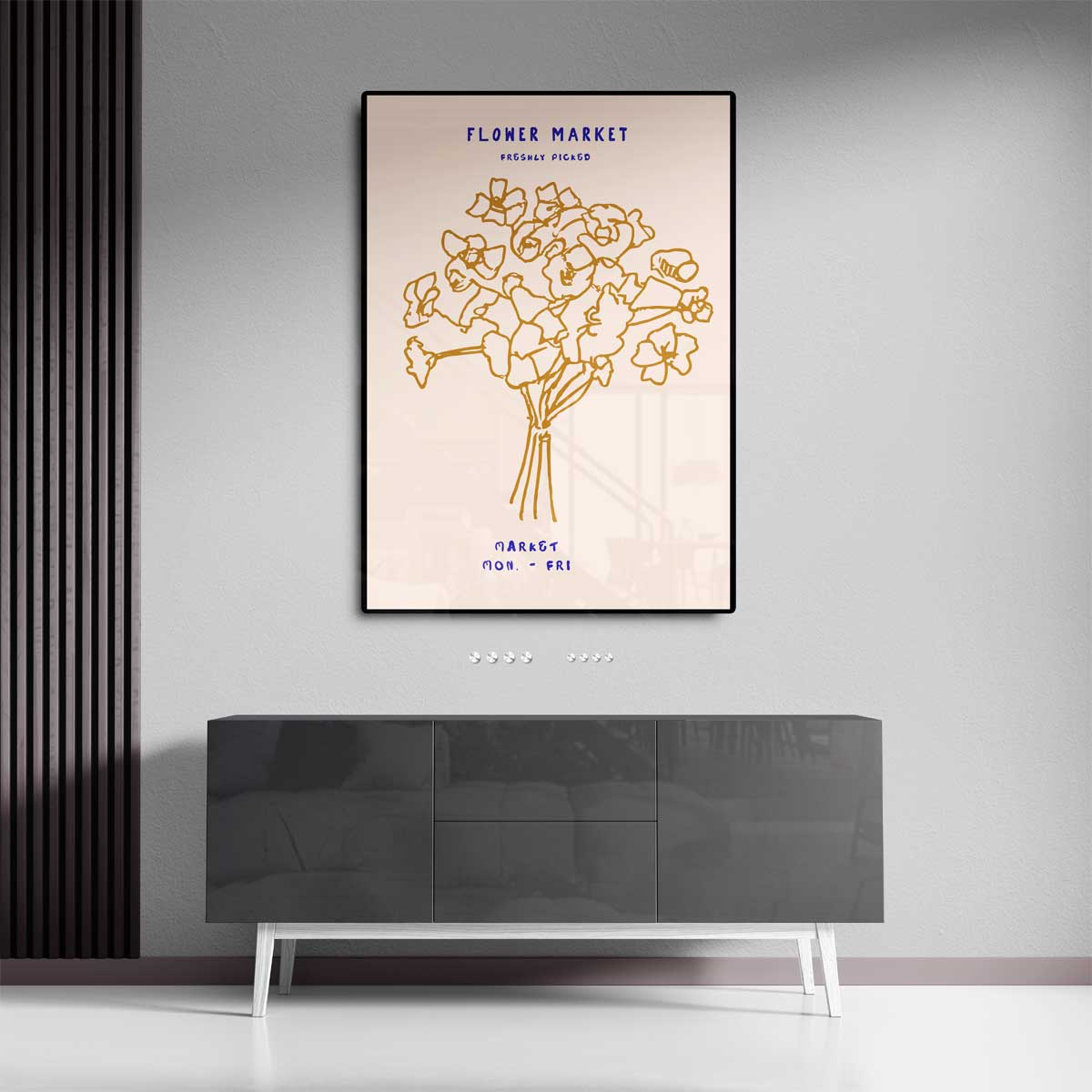 Bloemenmarkt Illustratie Kunstwerk-canvas-dibond-plexiglas-wanddecoratie-WallArtistic