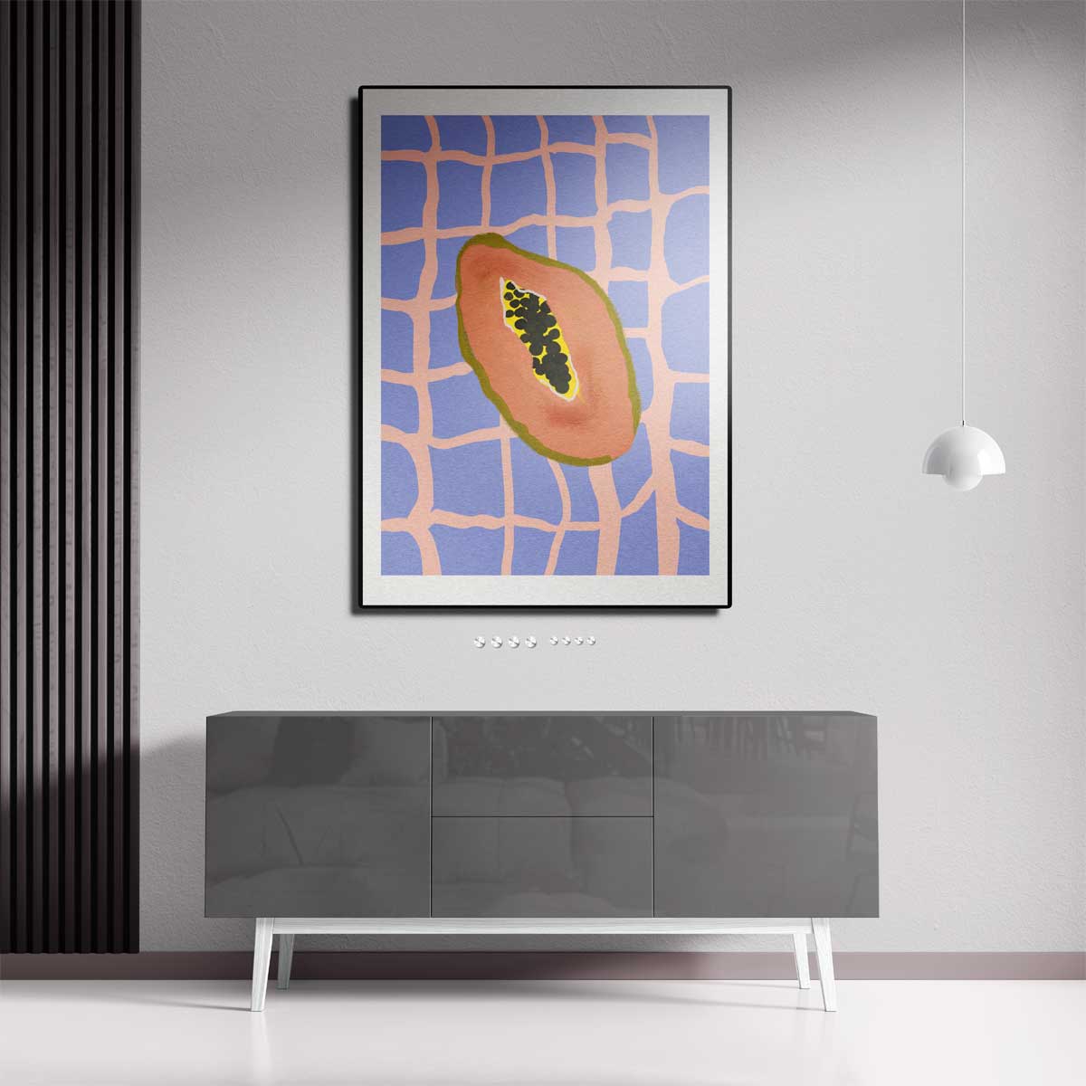 Tropische Papaya Vibes Kunstwerk-canvas-dibond-plexiglas-wanddecoratie-WallArtistic