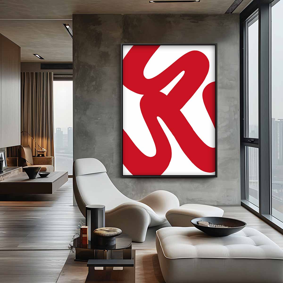 Dynamisch Rood Kunstwerk-canvas-dibond-plexiglas-wanddecoratie-WallArtistic
