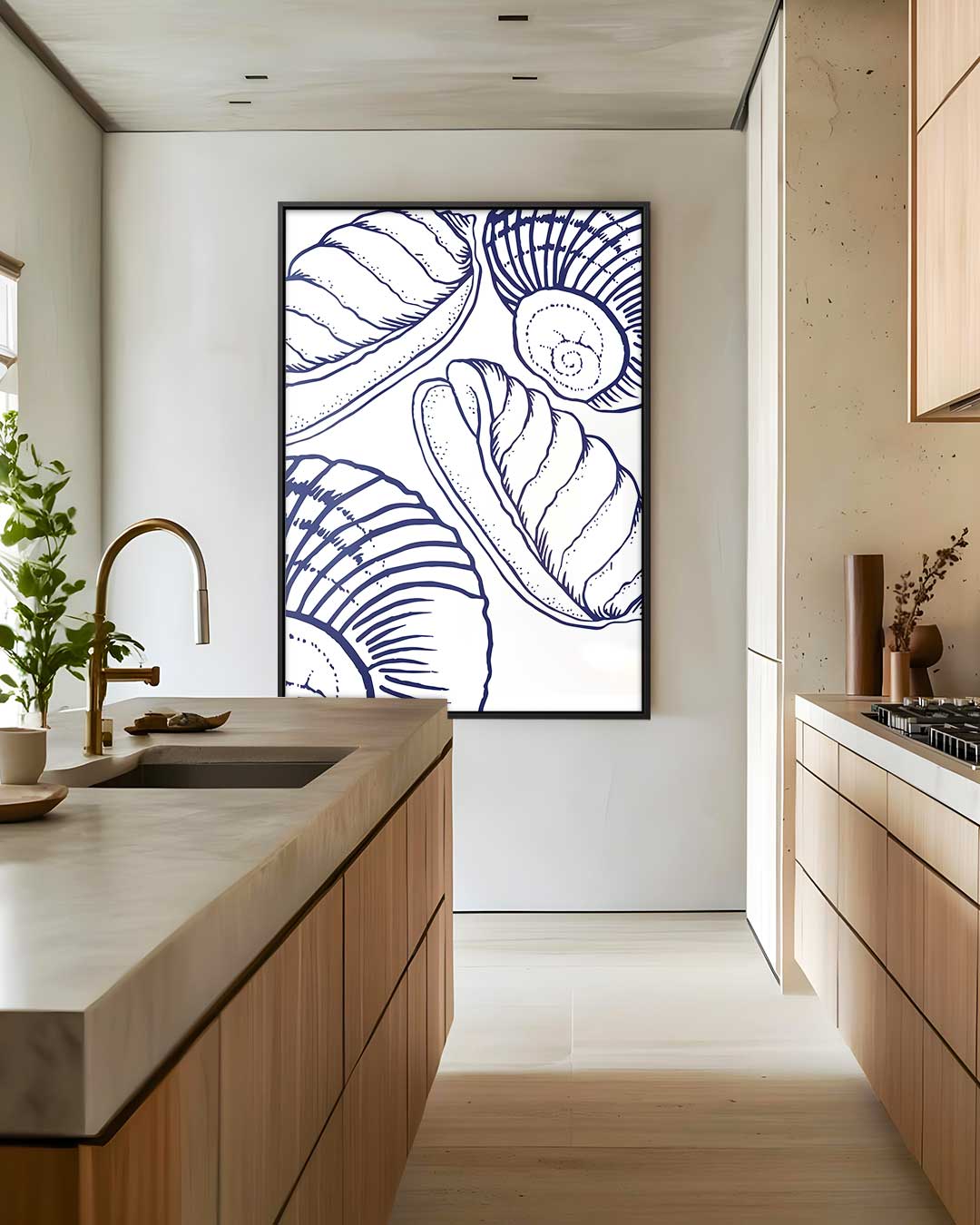 Elegante Schelpen Illustratie Kunstwerk-canvas-dibond-plexiglas-wanddecoratie-WallArtistic