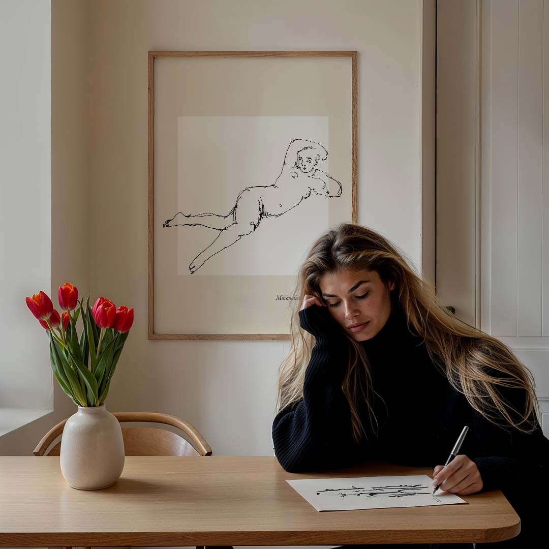Minimalistische Lijntekening Vrouw Poster-WallArtistic