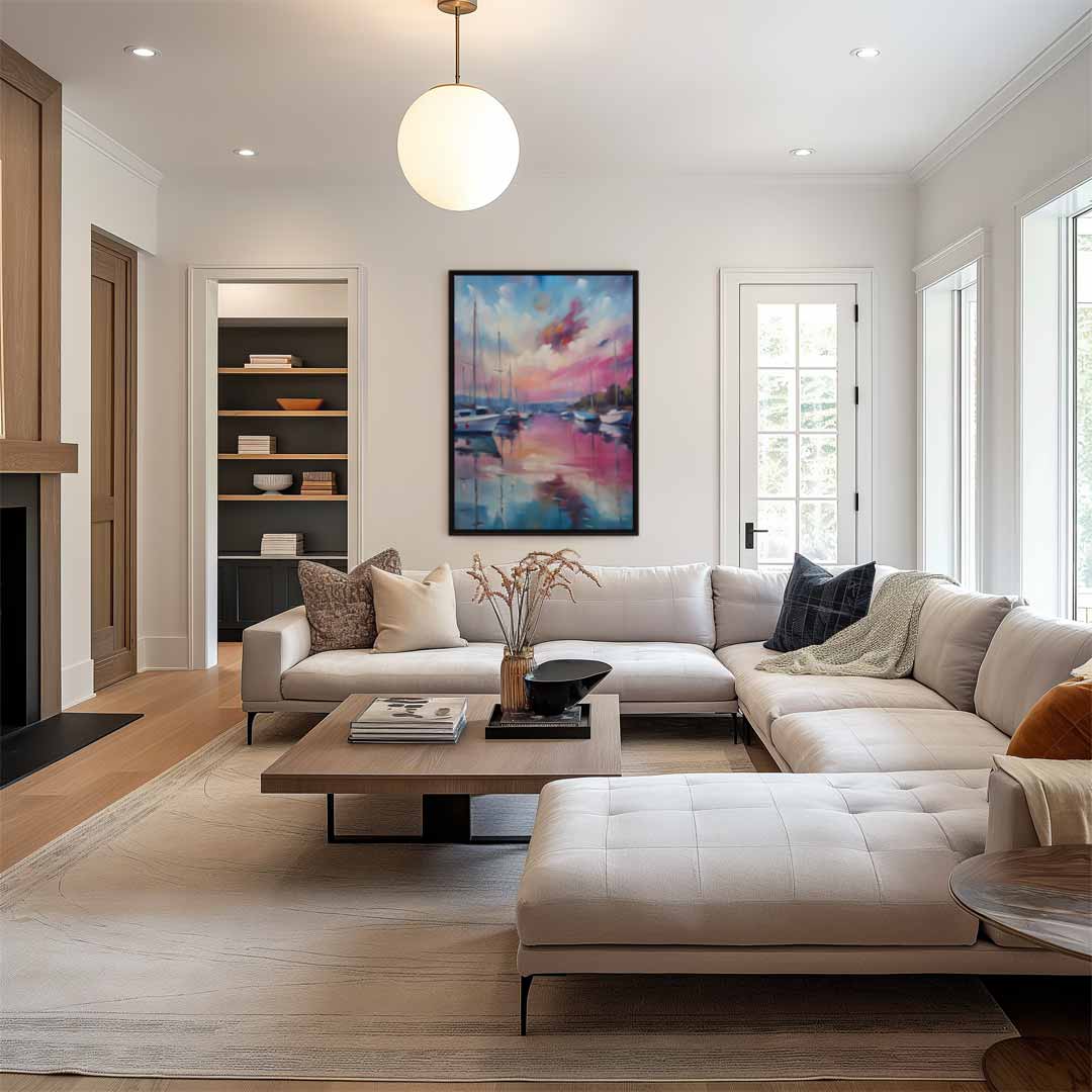 Zonsondergang Aan Het Water Kunstwerk-canvas-dibond-plexiglas-wanddecoratie-WallArtistic