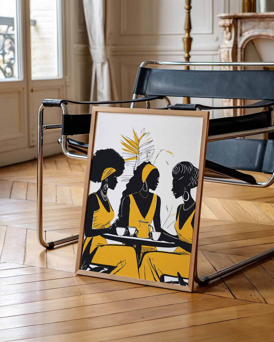 Gezellige Koffieklets Vriendinnen Poster-WallArtistic