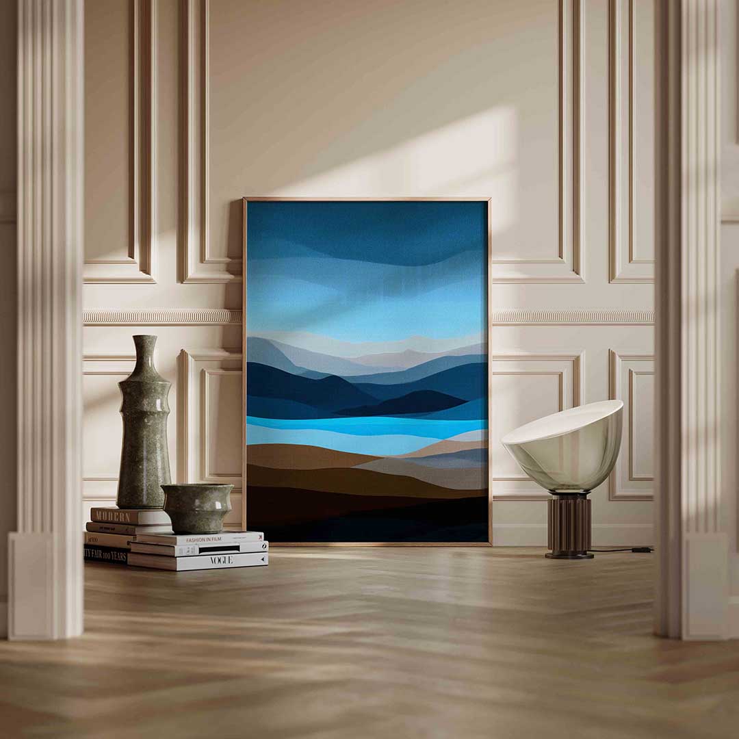 Landschap met blauwe tinten Poster