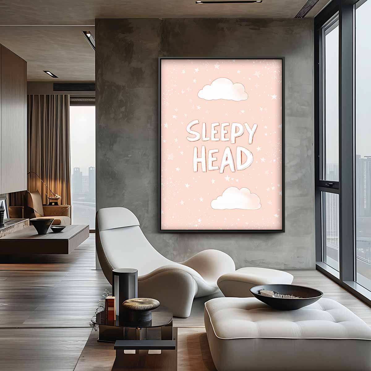 Dromerige Wolken en Sterren Poster Kunstwerk-canvas-dibond-plexiglas-wanddecoratie-WallArtistic