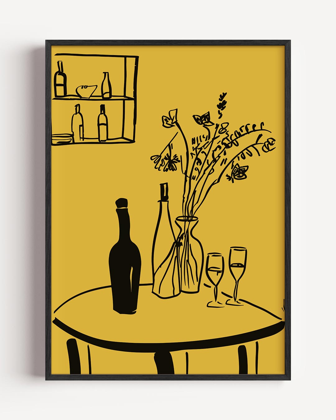 Moderne Wijn & Bloem Illustratie Poster-WallArtistic