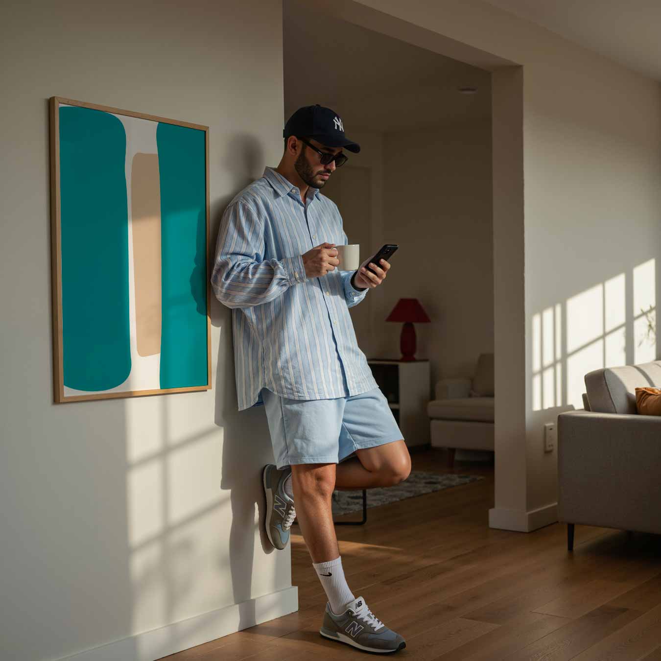 Abstracte Blauwe Harmonie Poster-WallArtistic