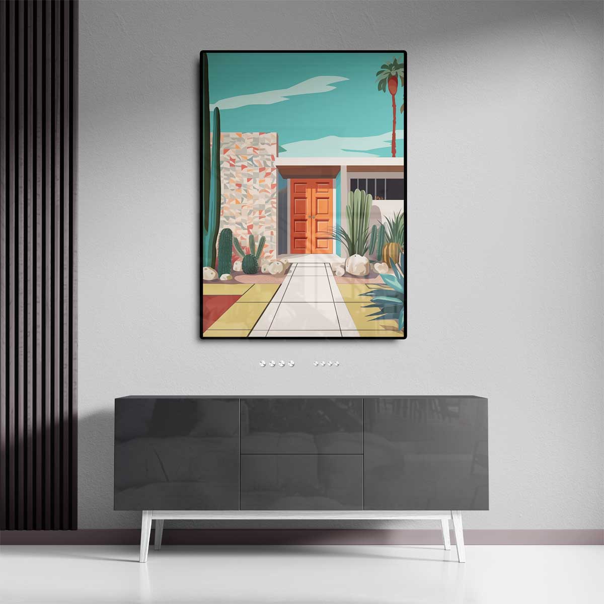 Retro Palm Springs Villa Kunstwerk-canvas-dibond-plexiglas-wanddecoratie-WallArtistic