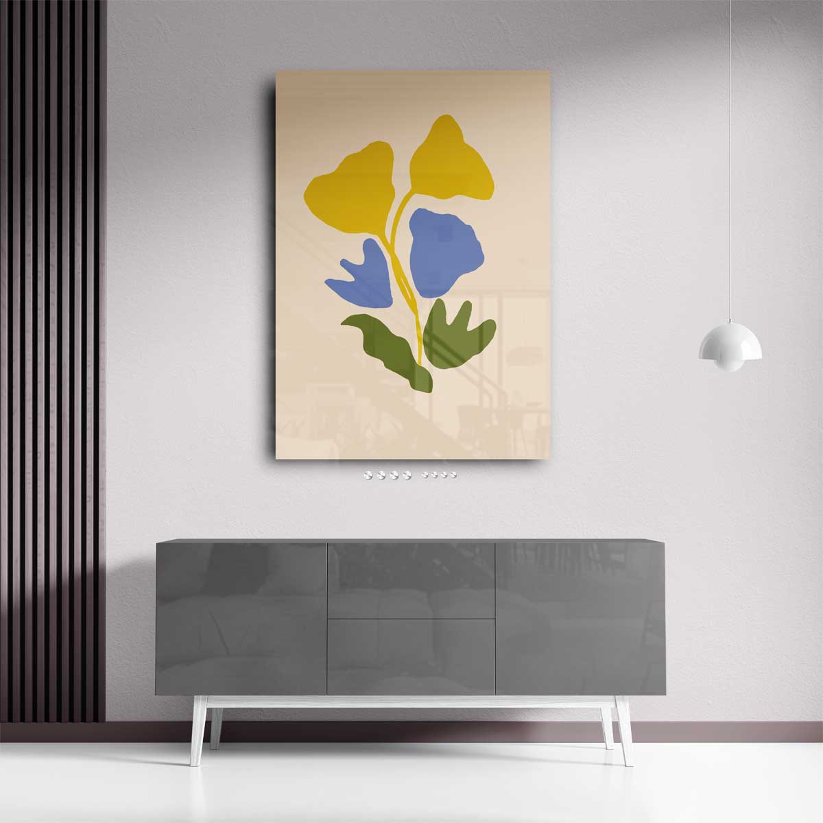 Kleurrijke Bladvorm Collage Kunstwerk-canvas-dibond-plexiglas-wanddecoratie-WallArtistic