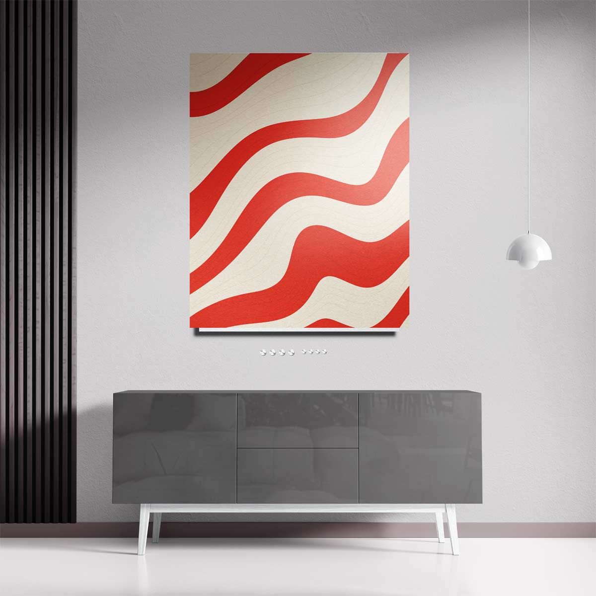 Golvende Rode Strepen Kunstwerk-canvas-dibond-plexiglas-wanddecoratie-WallArtistic