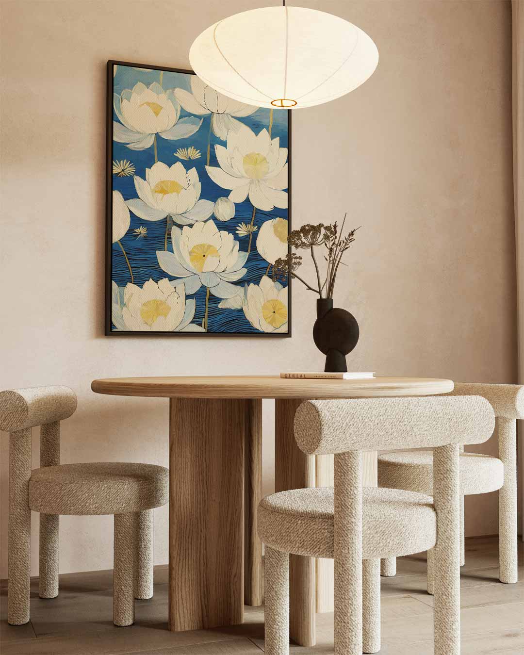Bloeiende Waterlelies op Blauw Kunstwerk-canvas-dibond-plexiglas-wanddecoratie-WallArtistic