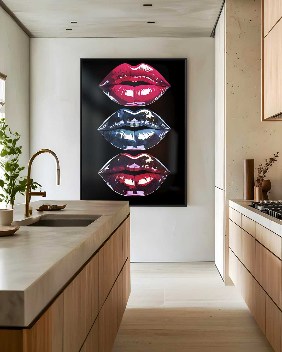 Kleurrijke Lippenkunst Kunstwerk-canvas-dibond-plexiglas-wanddecoratie-WallArtistic