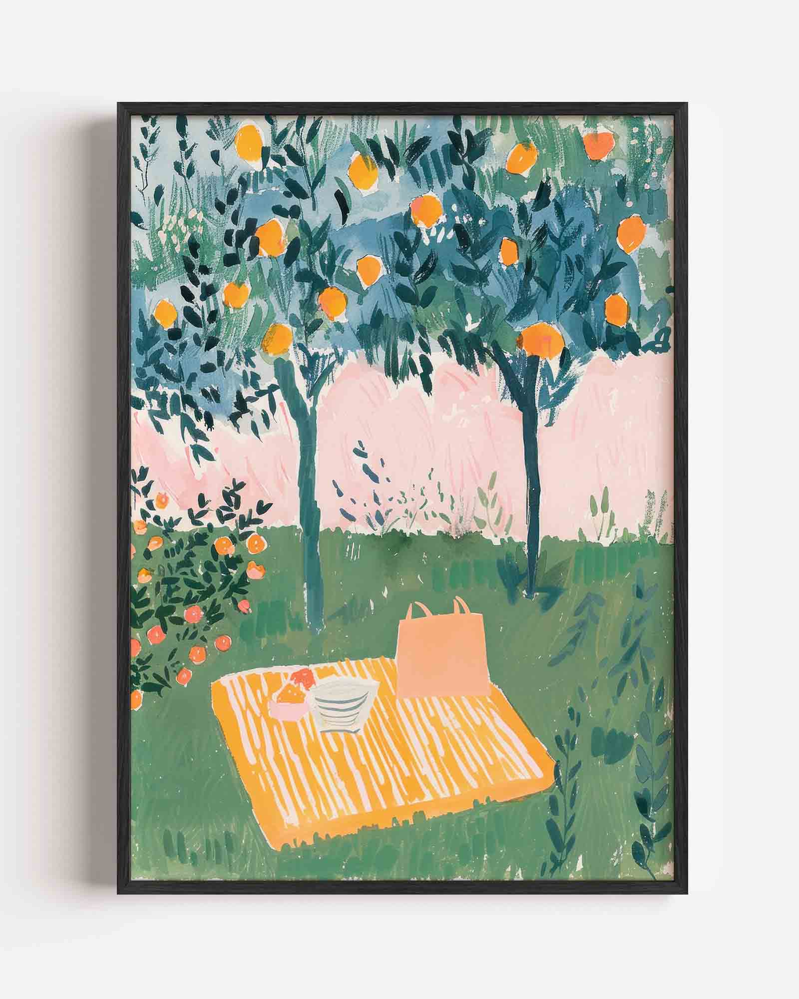 Picknick onder sinaasappelbomen Poster