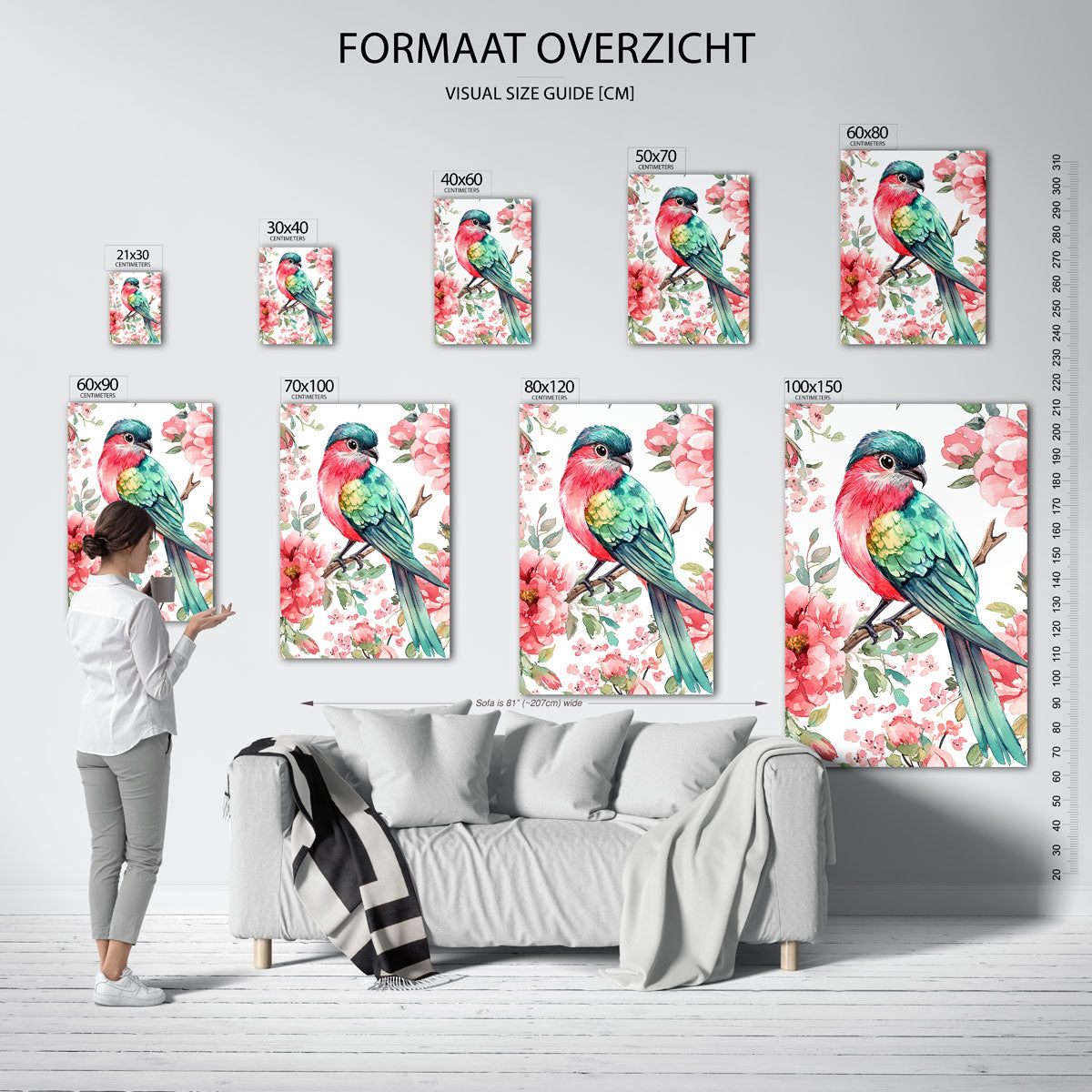 Vogels en bloemen Poster