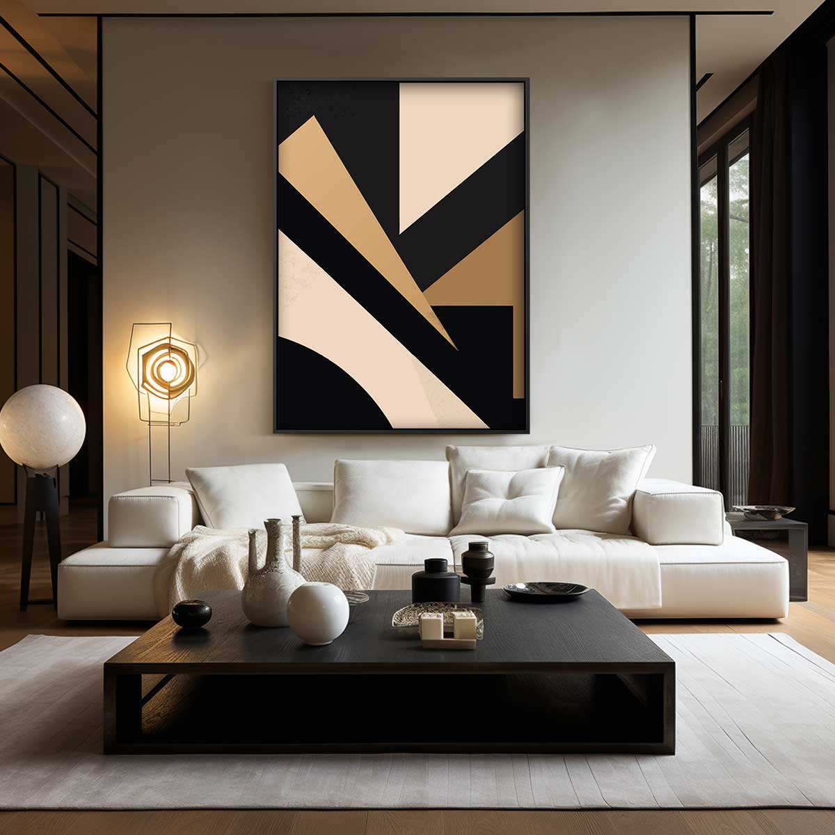 Strakke Geometrie in Aardetinten Kunstwerk-canvas-dibond-plexiglas-wanddecoratie-WallArtistic