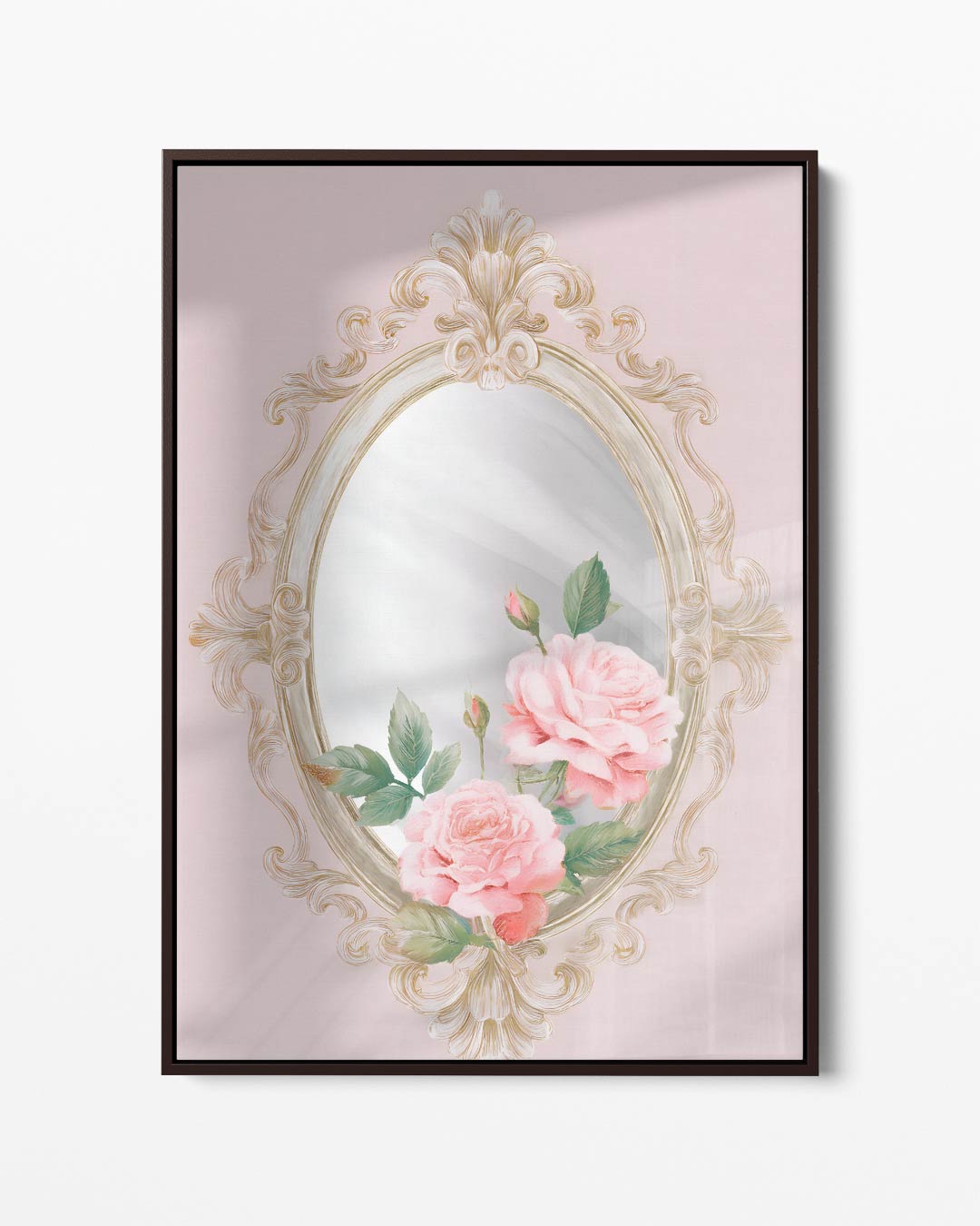 Vintage Spiegel met Rozen Kunstwerk-canvas-dibond-plexiglas-wanddecoratie-WallArtistic