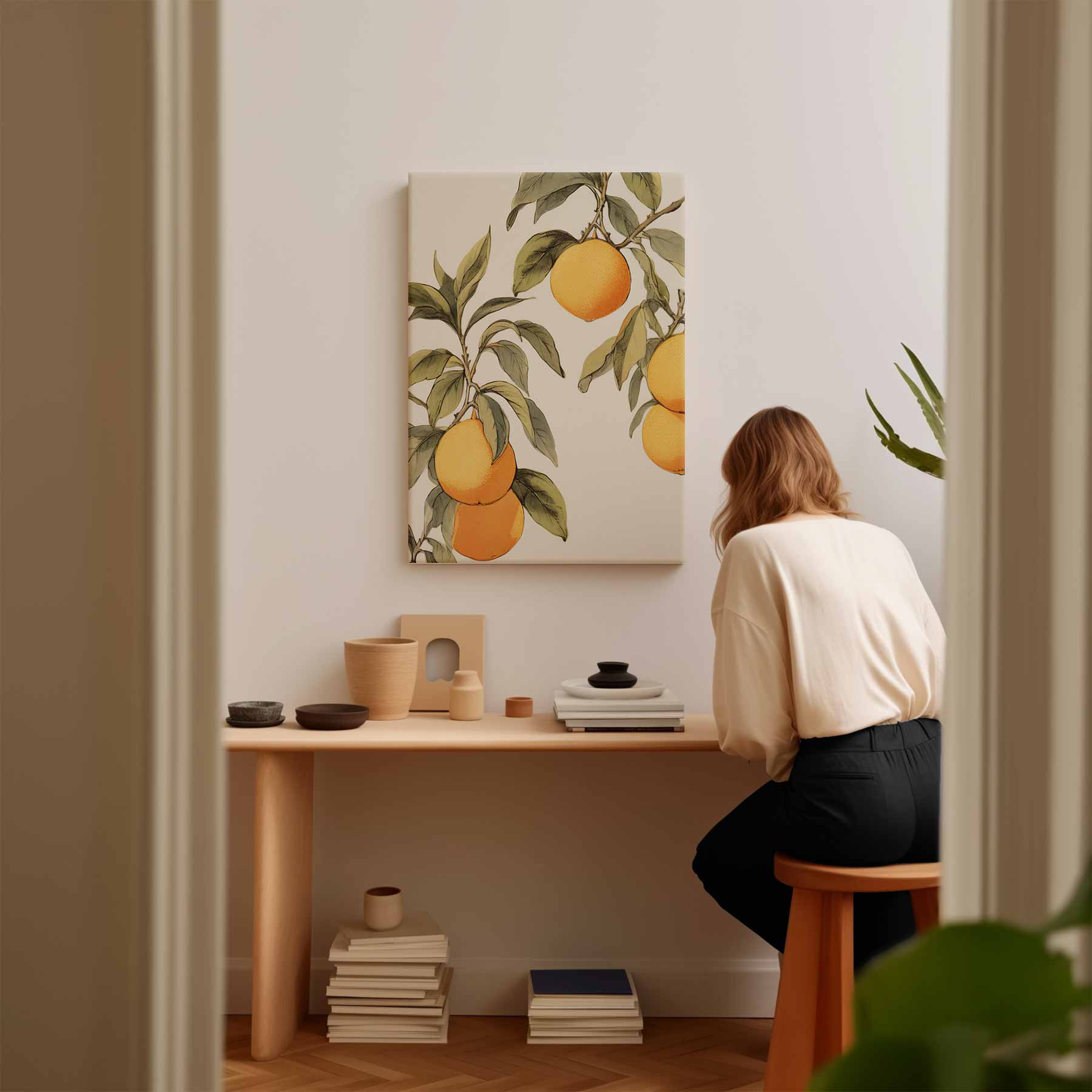 Citroenboom Illustratie Kunstwerk-canvas-dibond-plexiglas-wanddecoratie-WallArtistic