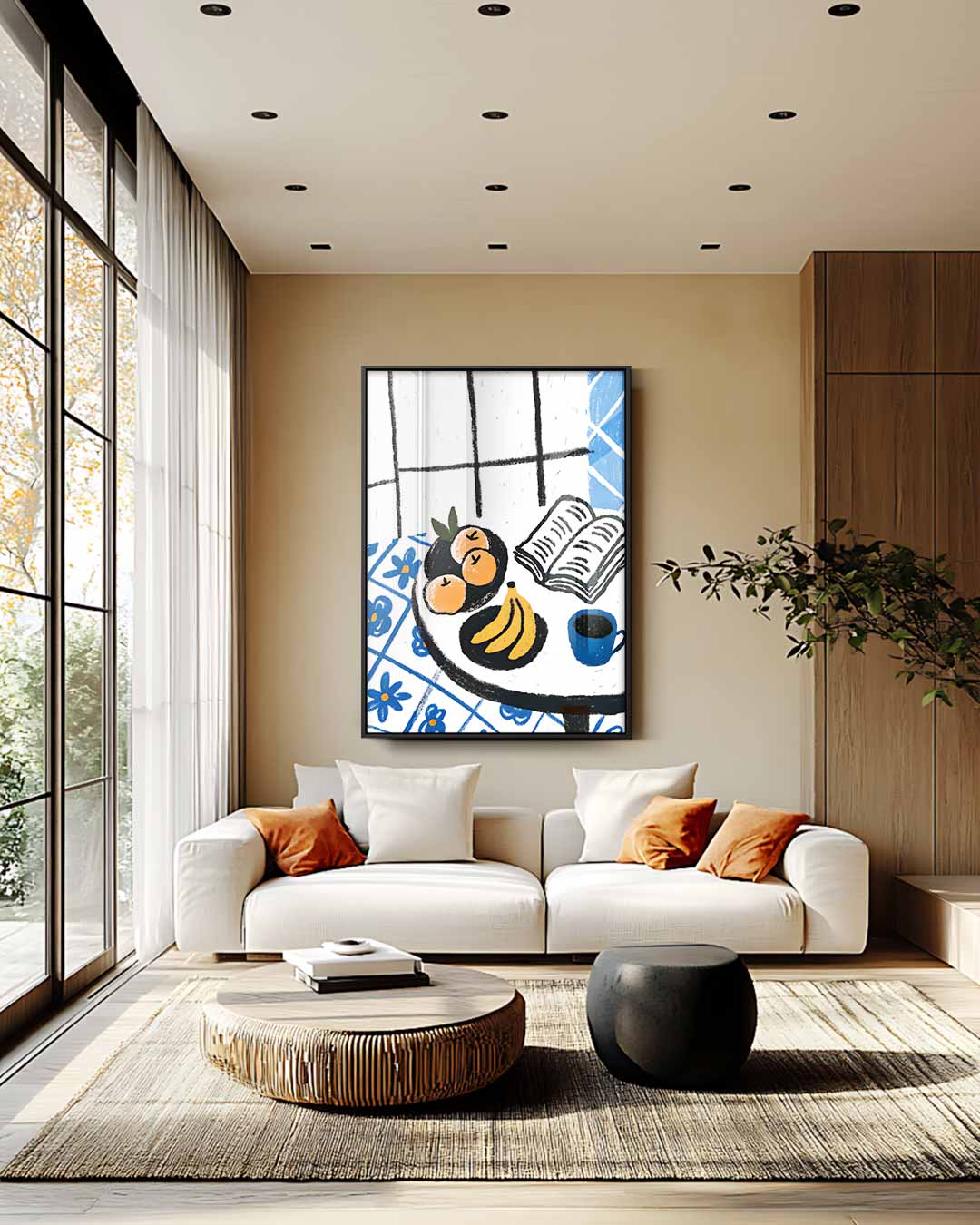 Ontspannen Ontbijt Tafereel Kunstwerk-canvas-dibond-plexiglas-wanddecoratie-WallArtistic